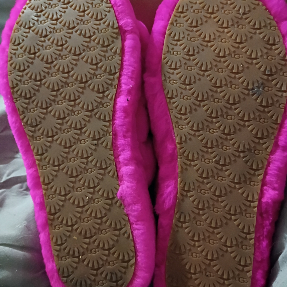 UGG Pink Fuzzy Slide Sandals